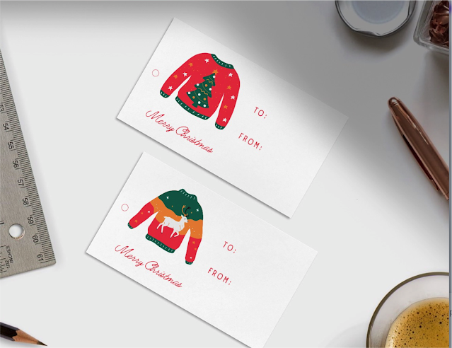 Ugly Sweater Christmas Gift Tags - free printable