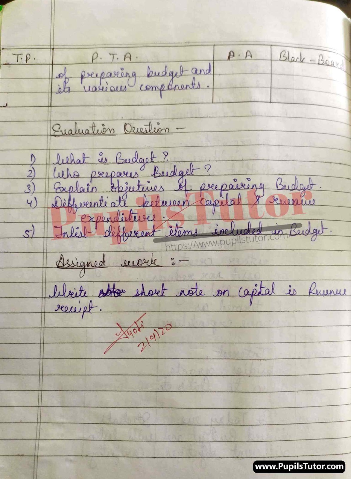 Lesson Plan On Budget For Class 11 To 12th.  – [Page And Pic Number 5] – https://www.pupilstutor.com/