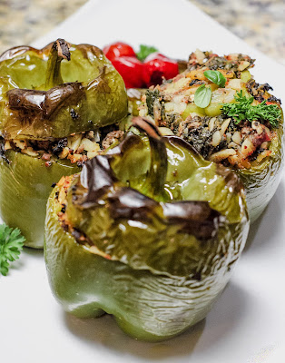Stuffed peppers with lamb and feta