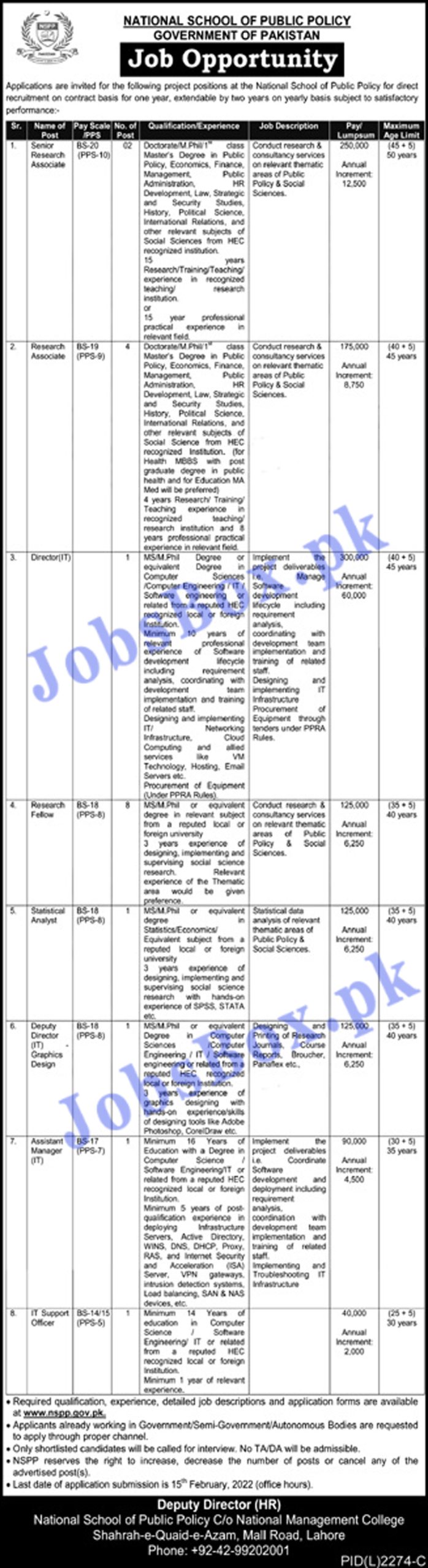 NSPP National School of Public Policy Jobs 2022 in Pakistan