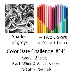 Color Dare #541  Shades of Grey + 2 Colors
