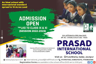 *PRASAD INTERNATIONAL SCHOOL | Visit us - Punchhatia, Sadar, Jaunpur | www.pisjaunpur.com | international_prasad@rediffmail.com | Mo. 9721457562, 6386316375, 7705803386 | ADMISSION OPEN FOR LKG TO CLASS IX & XI | (SESSION 2022-2023) | 10+2, Affiliated to CBSE, New Delhi | Courses offered in XI (Science & Commerce) School Timing 8:30 AM to 3:00PM For XI & XII 8:30 AM to 2:00PM | #NayaSaberaNetwork*