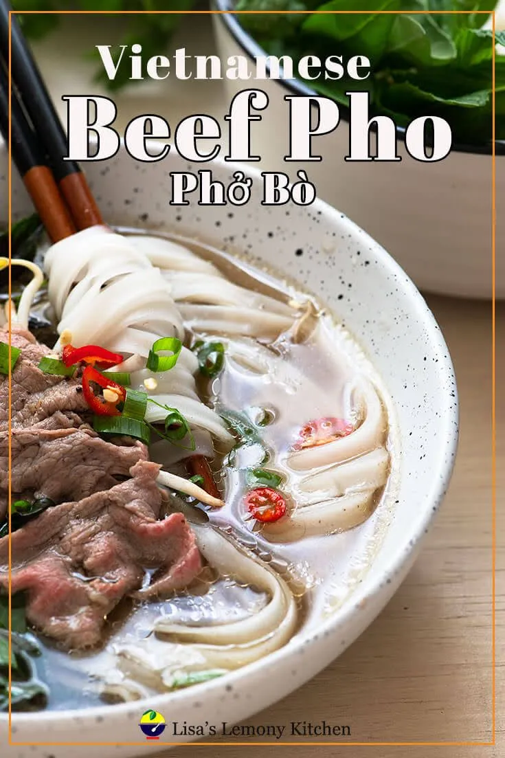 A comforting bowl of rich well seasoned piping hot beef broth ladled over rice noodles, thinly sliced beef and lots of herbs.