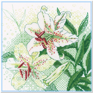 Download the cross stitch pattern 1915 "White Lilies" Riolis