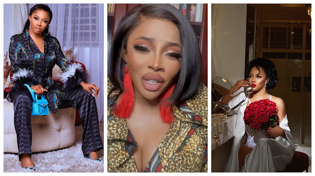 Toke Makinwa reacts after social media users called her out over the shape of her face (Photos)