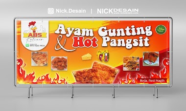 Contoh Desain Spanduk Ayam Gunting dan Hot Pangsit - Percetakan Tanjungbalai