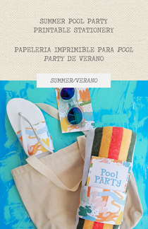 free download, freebie, en of Summer, entertaining, fiesta en la piscina, papelería imprimible gratuita