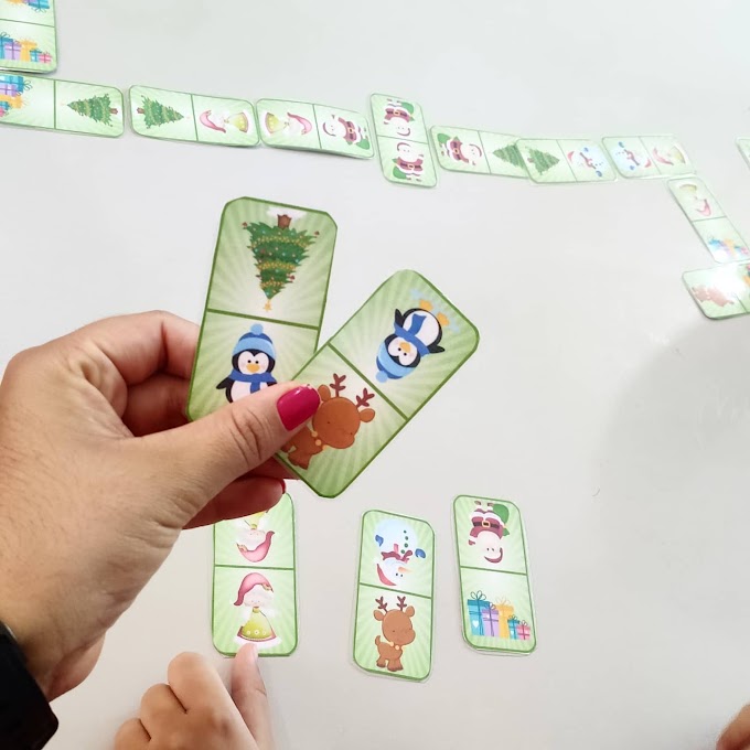 Jogos de Natal: Dominó com imagens! Educação Infantil - Pronto para imprimir!