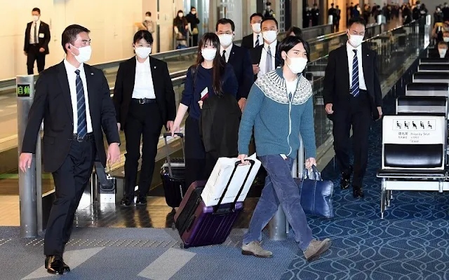 Former Princess Mako and her husband Kei Komuro departed from Haneda International Airport for New York