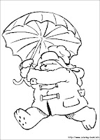 Paddington Bear with an umbrella coloring page