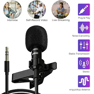 Lapel Lavalier Clip Microphone Mic For iPhone Android phones Tiktok Youtube hown - store