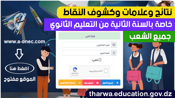 نتائج وعلامات وكشوف النقاط الفصل الاول السنة ثانية ثانوي 2023 - الموقع الأول للدراسة في الجزائر -  tharwa.education.gov.dz