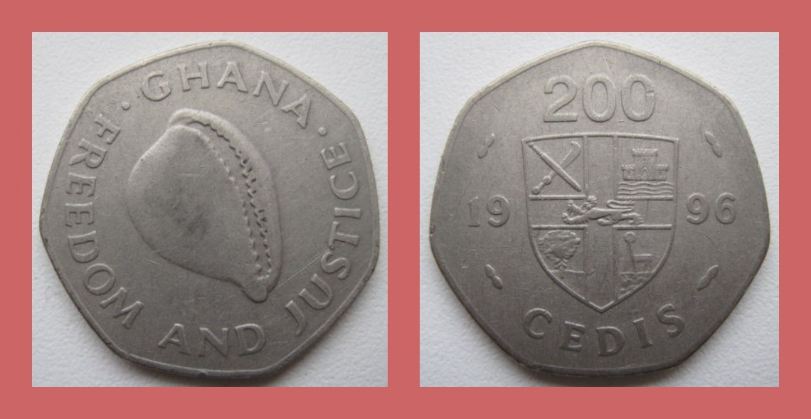 G8 GHANA 200 CEDIS COIN XF (1996-1998) 