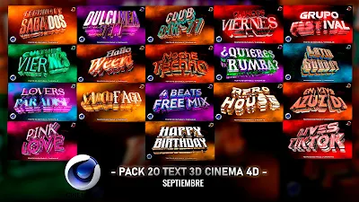 PACK 20 TEXT 3D - CINEMA 4D // EDITABLES 💸