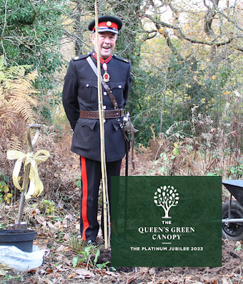 The High Sheriff of Merseyside with the planted black poplar, a contribution to the Queen's Green Canopy project.
