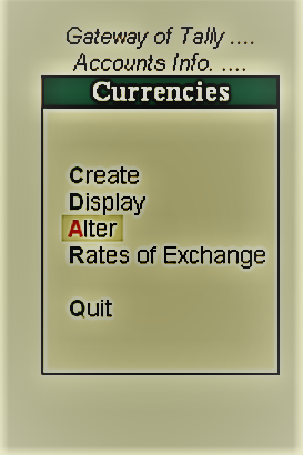 Alter Multi Currency in tally