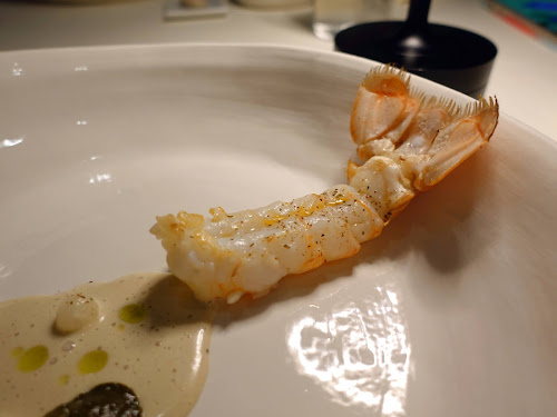 Estro, Italian fine dining restaurant by Chef Antimo Maria Merone - Roasted langoustine, capers, almond