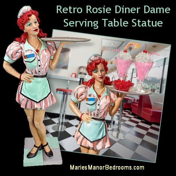 Retro Rosie Diner Dame Serving Table Statue 50s kitchen diner decor 50s kitchen decorations
