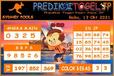 Prediksi Togel Sydney JP Rabu 13 Oktober 2021