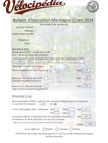 Bulletin d'inscription à VELOCIPEDIA 2024