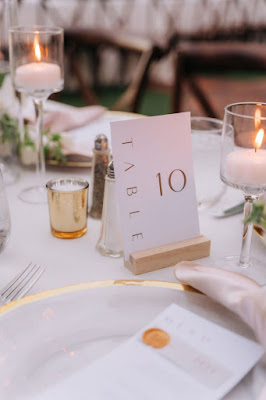 wedding reception table number and candles