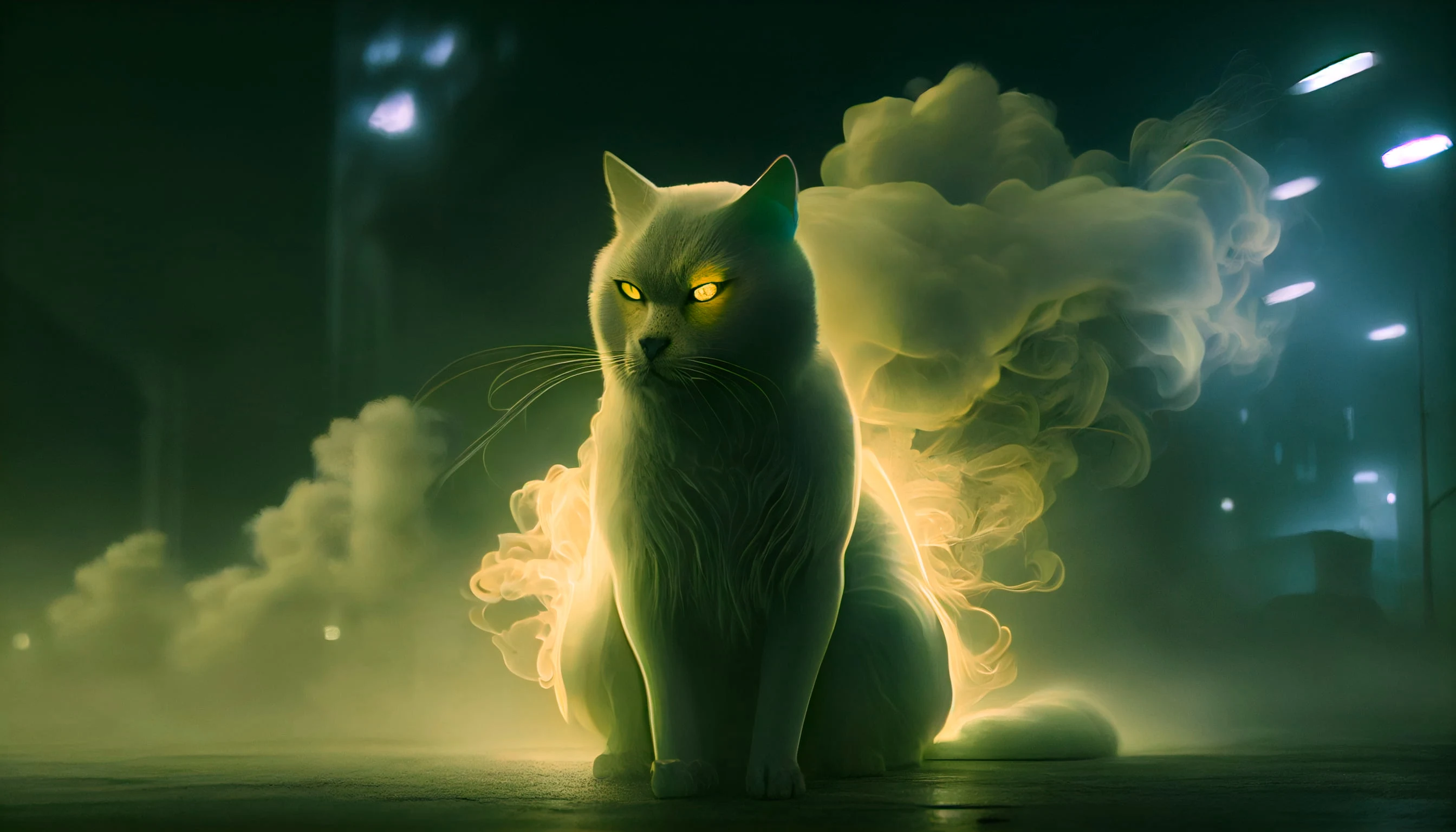 AI art, illustration, neon, cats, HD wallpaper