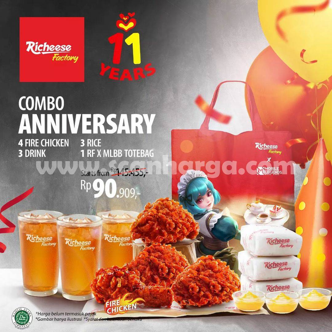 RICHEESE FACTORY Promo ANNIVERSARY! DISKON 50% untuk COMBO 1 FIRE CHICKEN