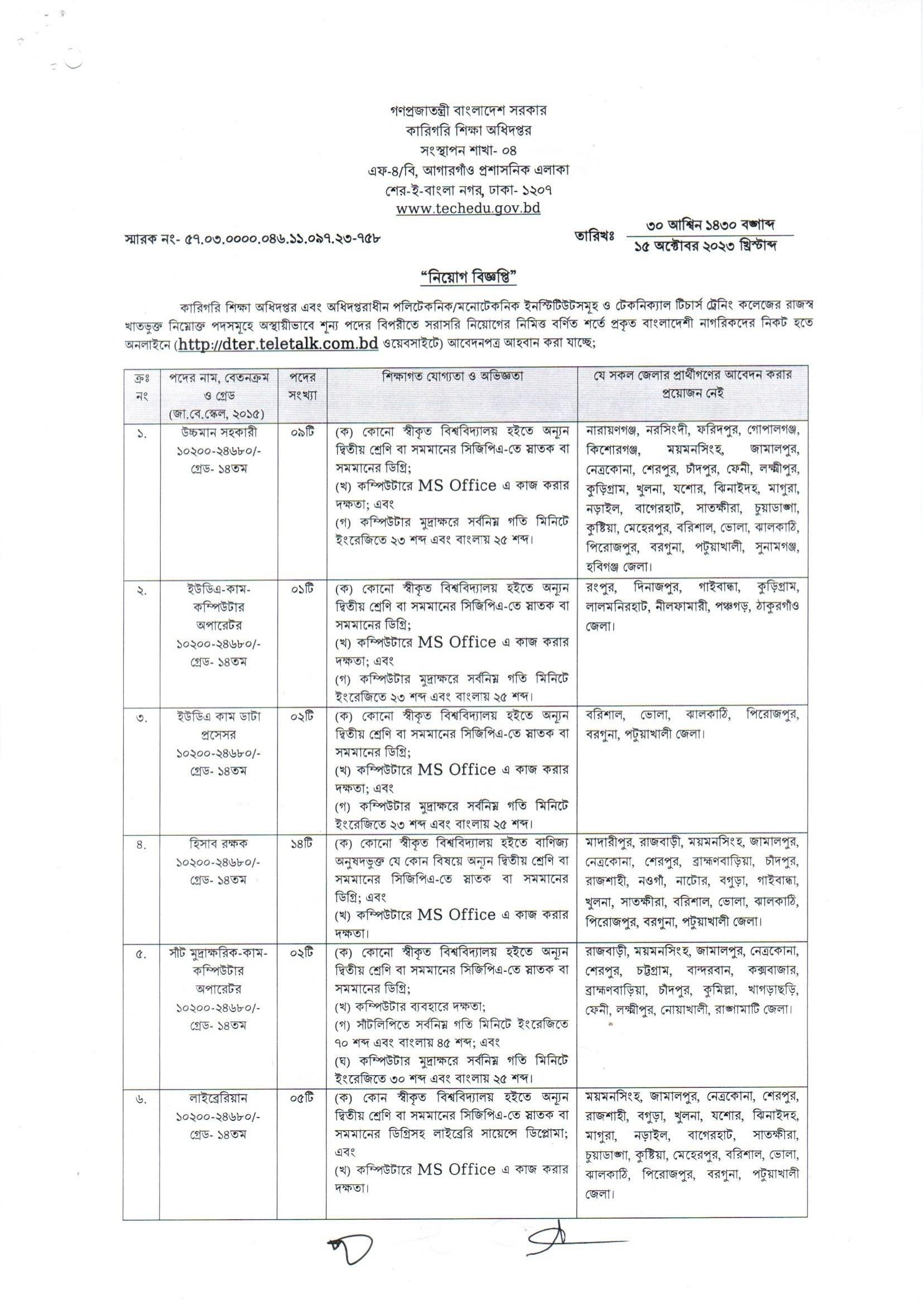 কারিগরি শিক্ষা অধিদপ্তর নিয়োগ বিজ্ঞপ্তি ২০২৩ - Directorate of Technical Education Recruitment Circular 2023 - Directorate of Technical Education DTE Job Circular 2023 - কারিগরি শিক্ষা বোর্ড নিয়োগ বিজ্ঞপ্তি ২০২৩ - Technical Education Board Recruitment Circular 2023 - Bangladesh Technical Education Board BTEB Job Circular 2023 - সরকারি চাকরির খবর ২০২৩ - Government Jobs News 2023 - কারিগরি শিক্ষা অধিদপ্তর নিয়োগ বিজ্ঞপ্তি ২০২৪ - Directorate of Technical Education Recruitment Circular 2024 - Directorate of Technical Education DTE Job Circular 2024 - কারিগরি শিক্ষা বোর্ড নিয়োগ বিজ্ঞপ্তি ২০২৪ - Technical Education Board Recruitment Circular 2024 - Bangladesh Technical Education Board BTEB Job Circular 2024 - সরকারি চাকরির খবর ২০২৪ - Government Jobs News 2024