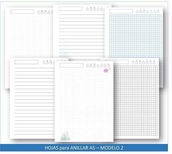 Hojas para Anillar A5 - Modelo 2