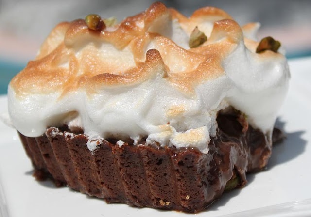 this is a tart filled with nutella mousse topped with meringue