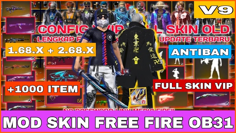 MOD SKIN FREE FIRE OB31 V9 - SKIN SÚNG VIP, TRANG PHỤC, HÀNH ĐỘNG + KHÔNG LỖI TÌM TRẬN| PTN FF