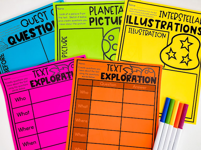 Looking for easy prep activities to teach ASKING AND ANSWERING QUESTIONS in first and second grades?!  These asking and answering questions activities by Tiffany Gannon contain anchor charts, posters, worksheets, a craft, activities, graphic organizers, and more. You can grab these engaging, space-themed activities here!