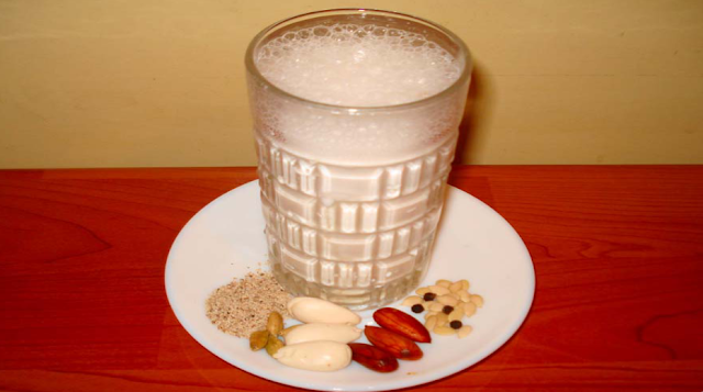 is a famous Sindhi drink made from crushed almonds and poppy seeds khashkhaash.