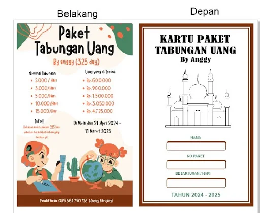 Desain Buku Paket Tabungan Uang lebaran /THR 325 hari