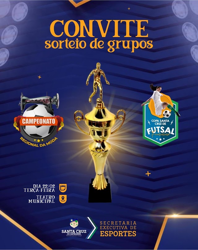 Sorteios das equipes para o Campeonato Regional da Moda e da Copa de Futsal Feminino acontecem nesta terça-feira (22)