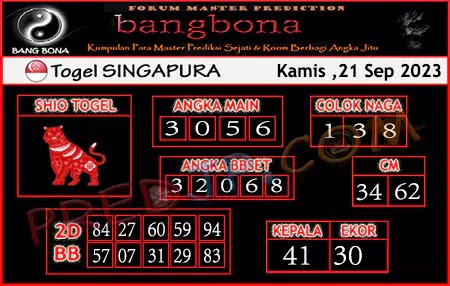 Prediksi Bang Bona SGP Kamis 21 September 2023