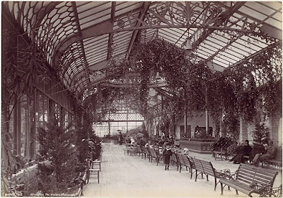 Large Victorian pavilion with plants and seating