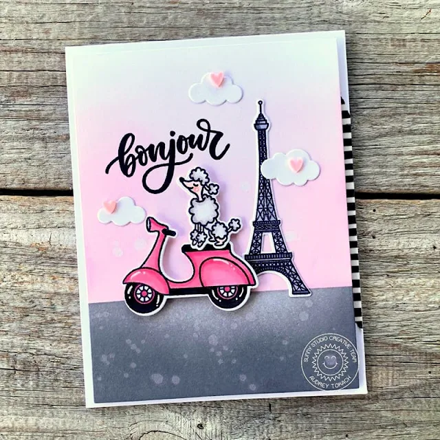 Sunny Studio Stamps: Paris Afternoon Card by Audrey Tokach (featuring Critters on the Go)