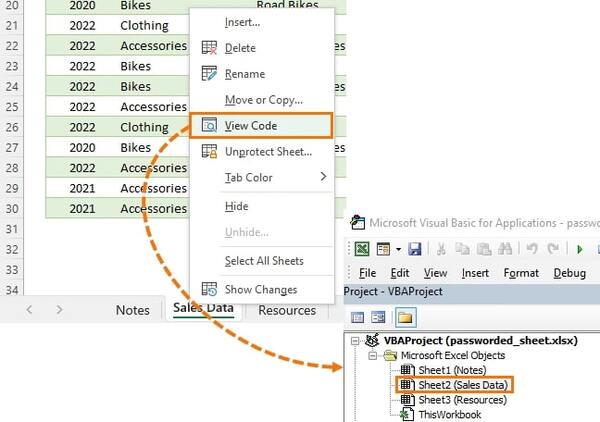 كسر كلمة مرور Excel