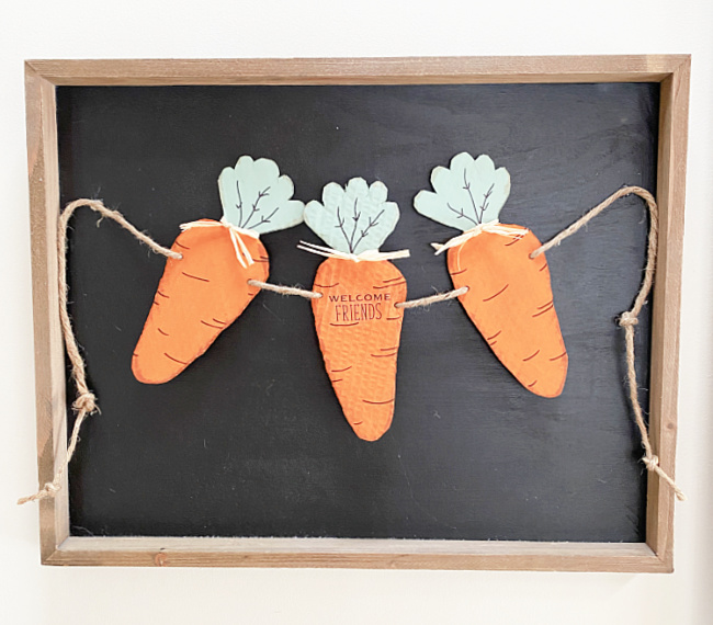 carrot garland on chalkboard