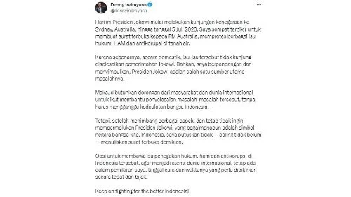 Jokowi ke Australia untuk Menghadiri Pertemuan Pimpinan Tahunan, Denny Indrayana Terpikir Menulis Surat Terbuka ke PM Australia