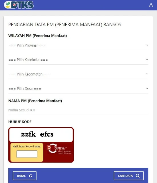 Cara Cek Penerima Bansos BPNT, BST, PKH, PBI se Indonesia Melalui Website Cekbansos Kemensos