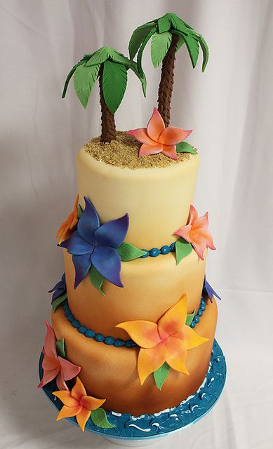 simple beach theme cake