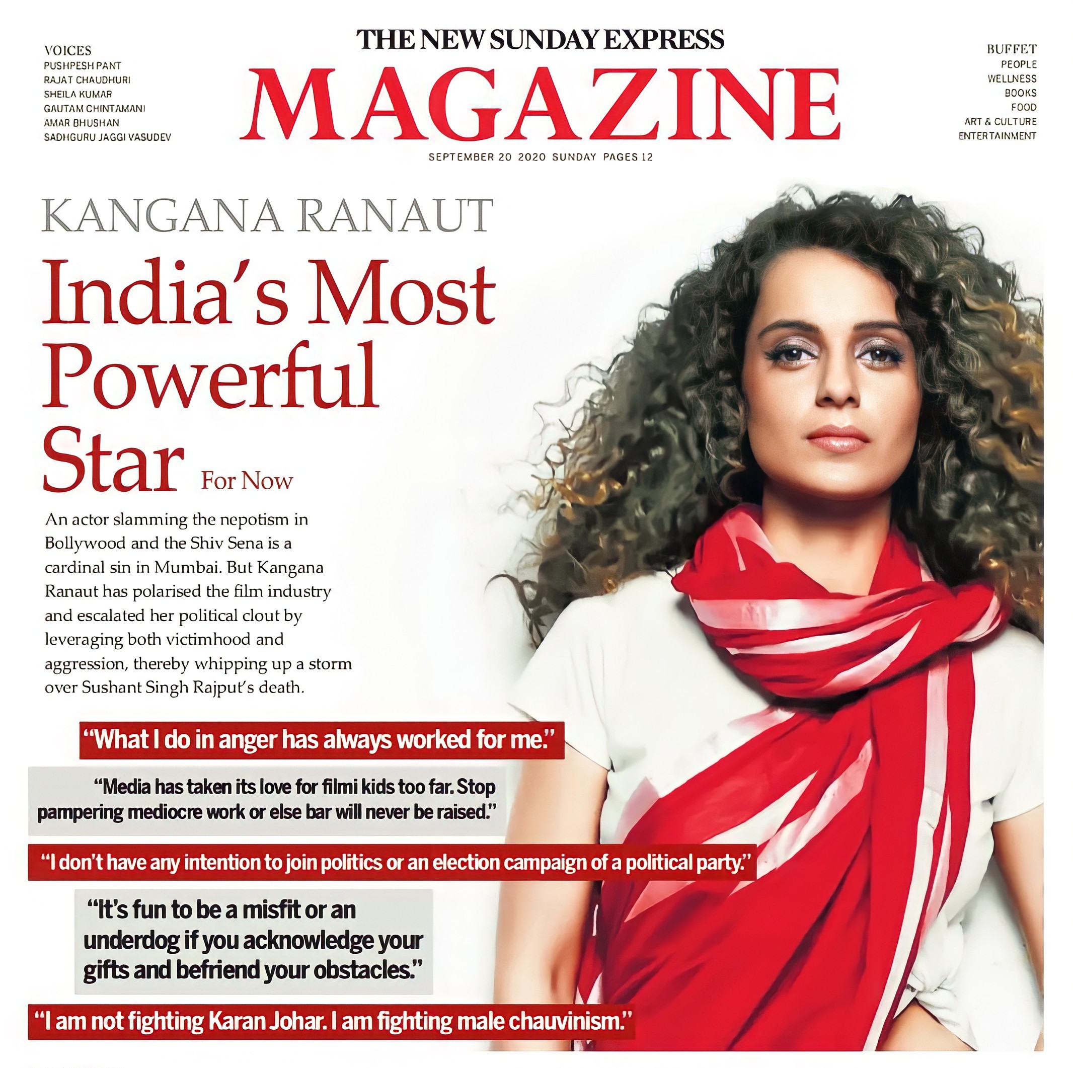 KANGANA RANAUT ON THE COVER OF THE INDIAN EXPRESS