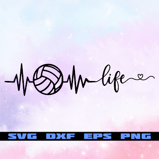 Volleyball Life Heartbeat Free SVG Cricut Ready File
