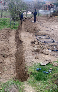 A trench for the water pipe