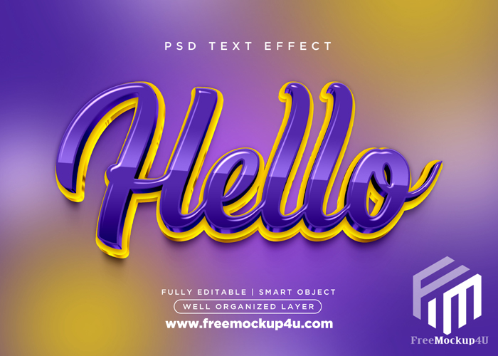3D Style Hello Text Effect Psd Template