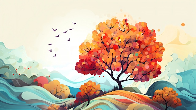 Serenity in Nature: 4K Scenery Illustration Wallpaper - Free