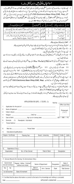 Pak Army Data Entry Operators Jobs