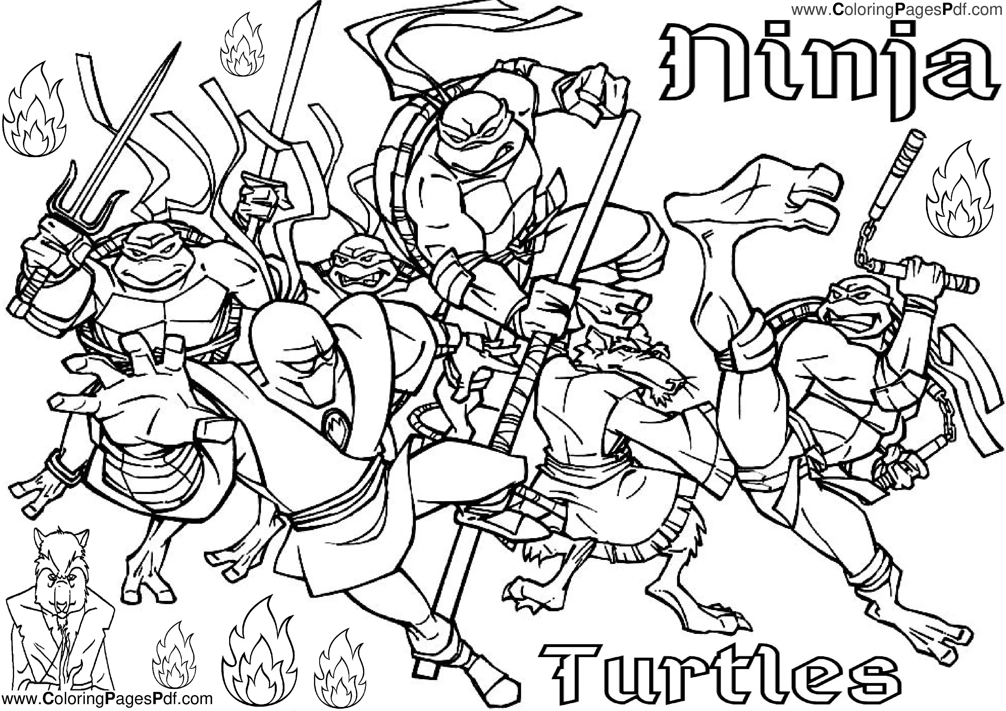 Ninja turtles coloring pages for adults